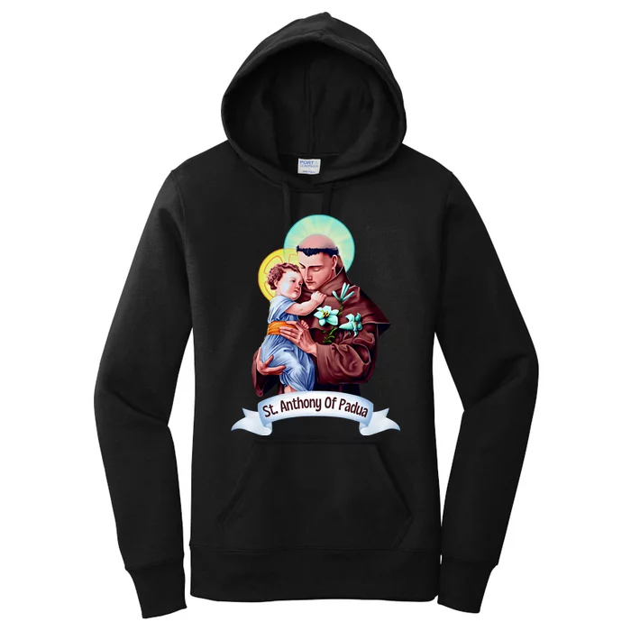 St Anthony Of Padua Holding Jesus Catholic Saint St Anthony Women's Pullover Hoodie