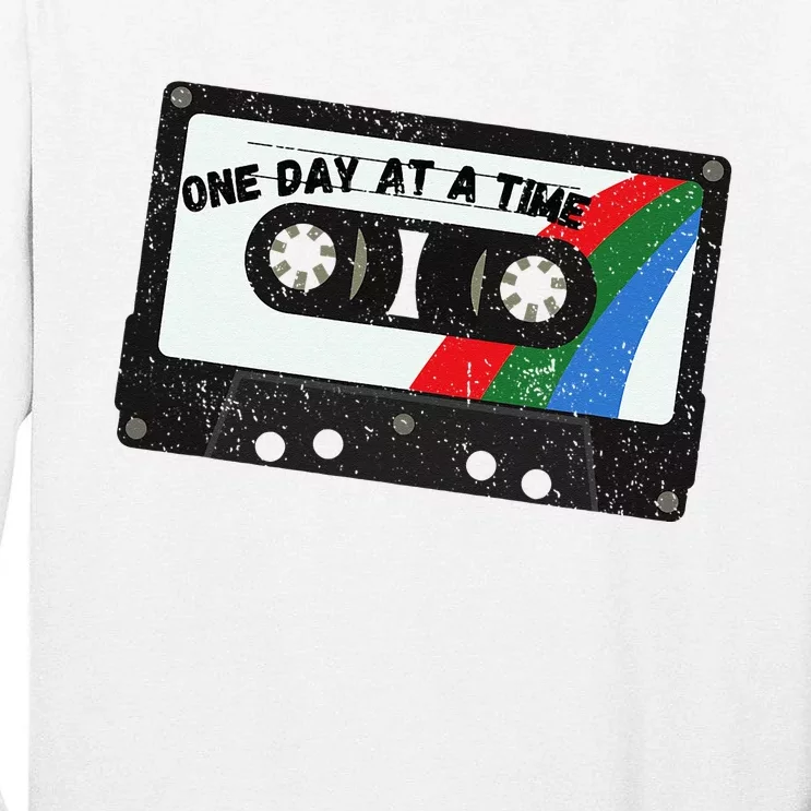 Sober Anniversary One Day At A Time Retro Cassette AA NA Tall Long Sleeve T-Shirt