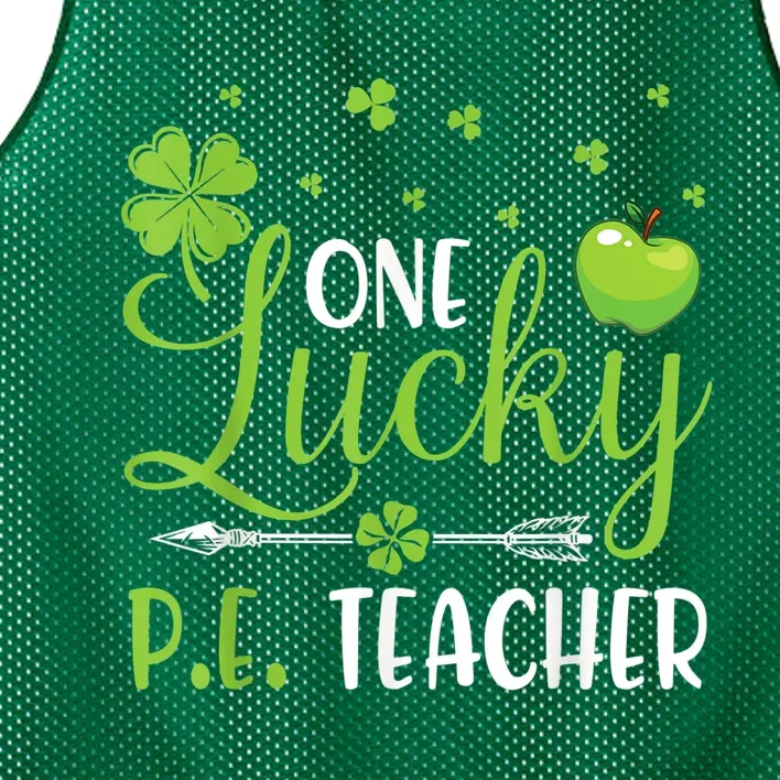 Shamrocks Arrow One Lucky PE Teacher Happy Saint Patrick Day Mesh Reversible Basketball Jersey Tank