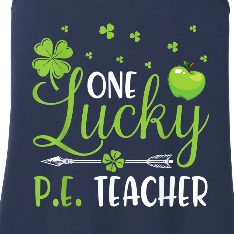 Shamrocks Arrow One Lucky PE Teacher Happy Saint Patrick Day Ladies Essential Tank