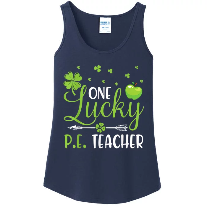 Shamrocks Arrow One Lucky PE Teacher Happy Saint Patrick Day Ladies Essential Tank