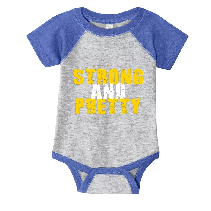 Strong And Pretty Gym Muscle Workout Gift Infant Baby Jersey Bodysuit