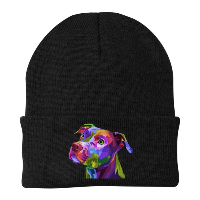 S American Pitbull Terrier Pop Art Portrait For Dog Owners Vneck Knit Cap Winter Beanie