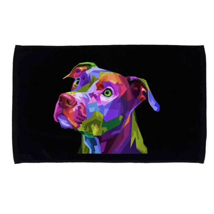 S American Pitbull Terrier Pop Art Portrait For Dog Owners Vneck Microfiber Hand Towel