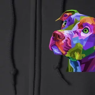 S American Pitbull Terrier Pop Art Portrait For Dog Owners Vneck Full Zip Hoodie