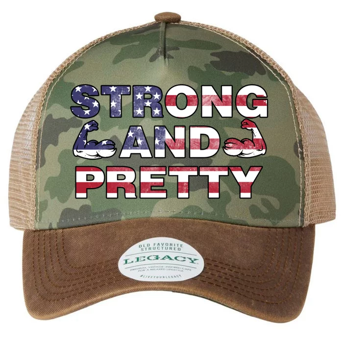 Strong And Pretty Motivational Gym Quote Patriotic Gym Lover Cool Gift Legacy Tie Dye Trucker Hat