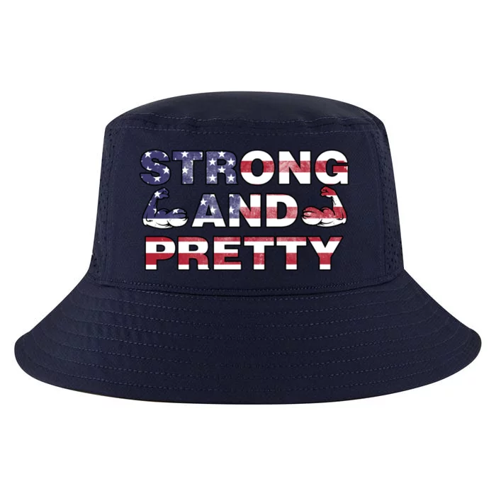 Strong And Pretty Motivational Gym Quote Patriotic Gym Lover Cool Gift Cool Comfort Performance Bucket Hat