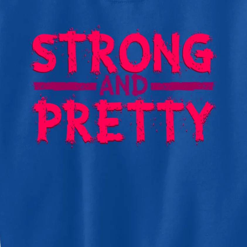 Strong And Pretty Weightlifting Fitness Gym Gift Kids Sweatshirt