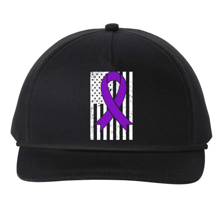 Sarcoidosis Awareness Purple Ribbon American Flag Graphic Snapback Five-Panel Rope Hat