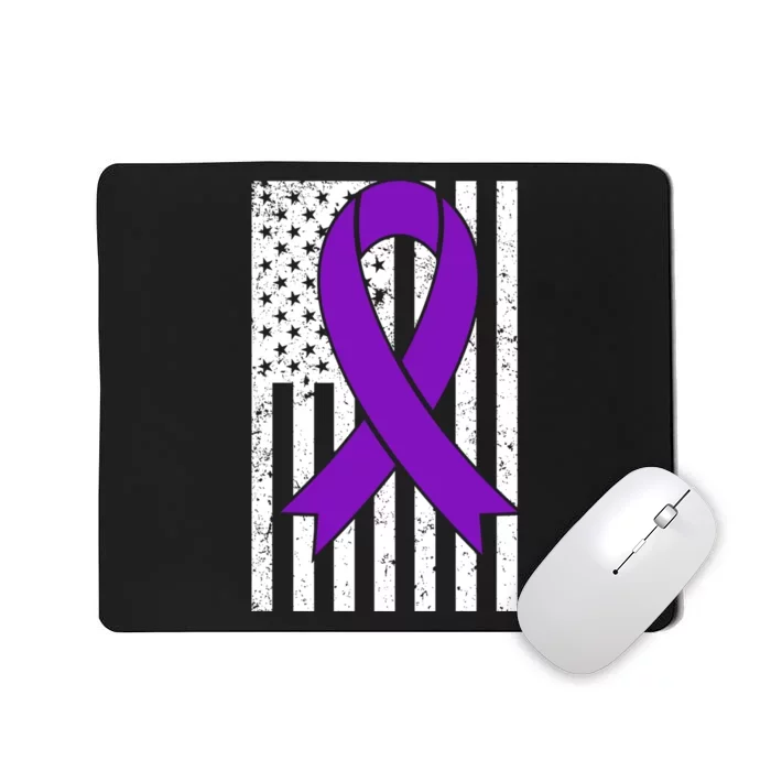 Sarcoidosis Awareness Purple Ribbon American Flag Graphic Mousepad