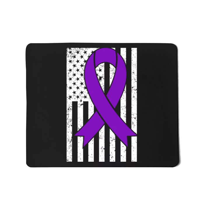 Sarcoidosis Awareness Purple Ribbon American Flag Graphic Mousepad