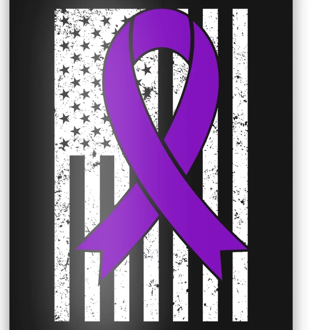 Sarcoidosis Awareness Purple Ribbon American Flag Graphic Poster