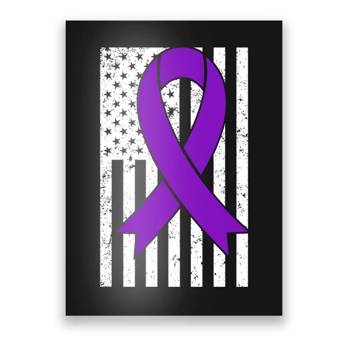 Sarcoidosis Awareness Purple Ribbon American Flag Graphic Poster