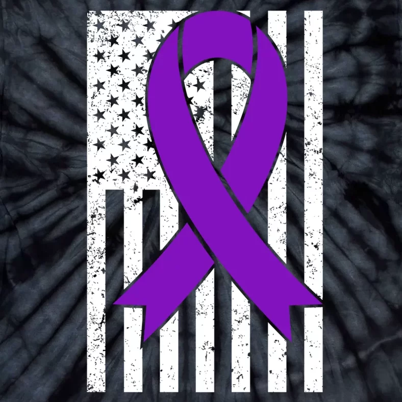 Sarcoidosis Awareness Purple Ribbon American Flag Graphic Tie-Dye T-Shirt