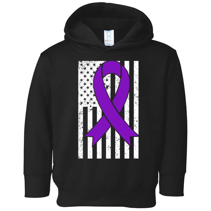 Sarcoidosis Awareness Purple Ribbon American Flag Graphic Toddler Hoodie