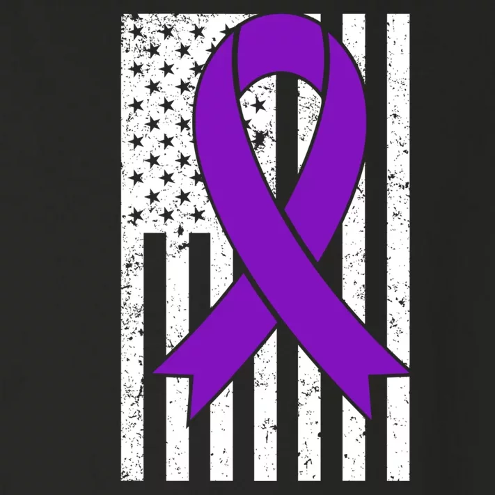 Sarcoidosis Awareness Purple Ribbon American Flag Graphic Toddler Long Sleeve Shirt