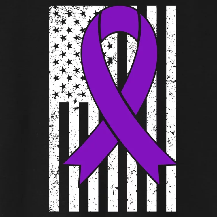 Sarcoidosis Awareness Purple Ribbon American Flag Graphic Women's Crop Top Tee