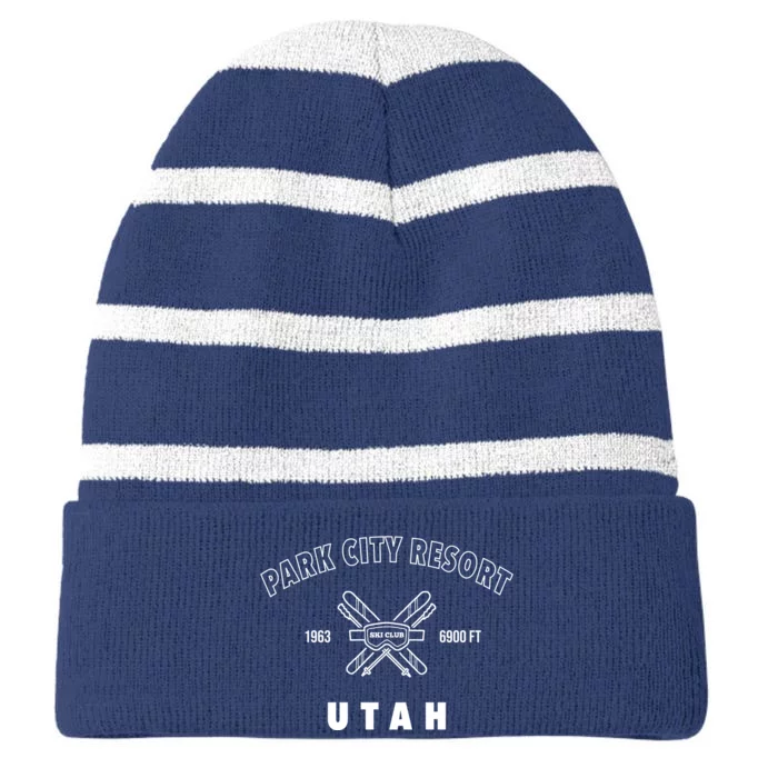 Ski At Park City Simple Striped Beanie with Solid Band