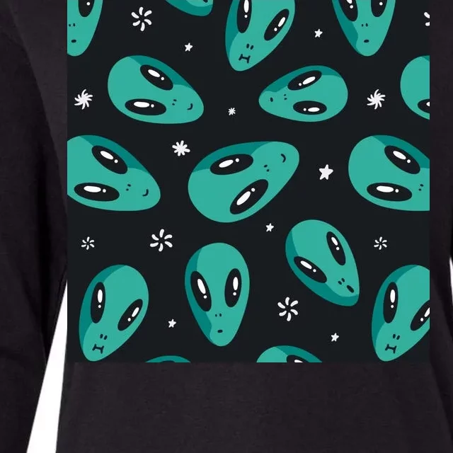 Space Alien Pattern Womens Cotton Relaxed Long Sleeve T-Shirt