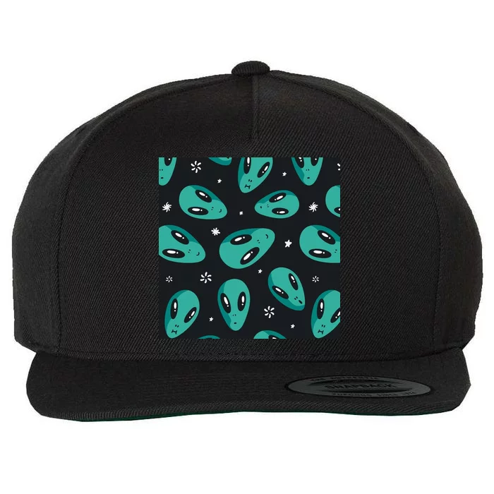 Space Alien Pattern Wool Snapback Cap