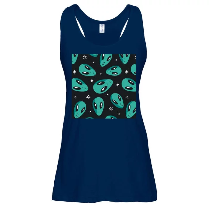 Space Alien Pattern Ladies Essential Flowy Tank