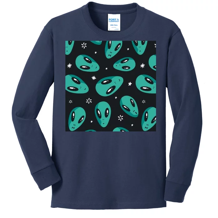 Space Alien Pattern Kids Long Sleeve Shirt