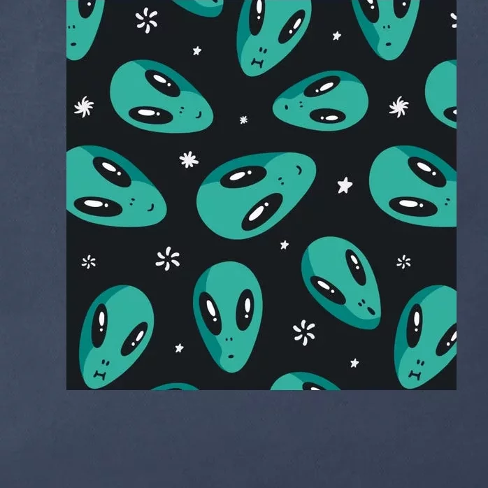 Space Alien Pattern Zip Tote Bag