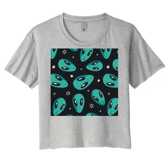 Space Alien Pattern Women's Crop Top Tee