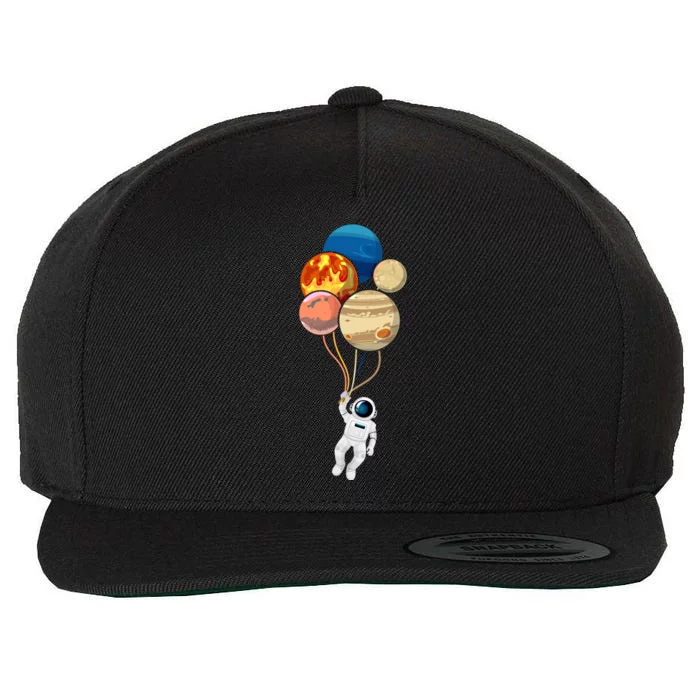 Space Astronaut Planet Balloons Rocketship Astronomy Gift Wool Snapback Cap