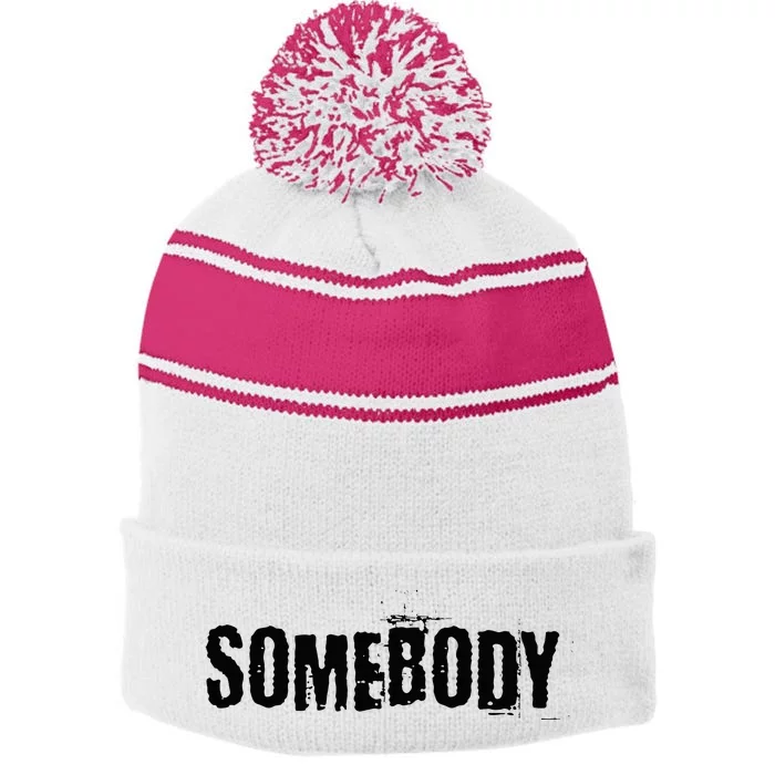 Somebody And Problem Funny Matching Couples Vintage Stripe Pom Pom Beanie