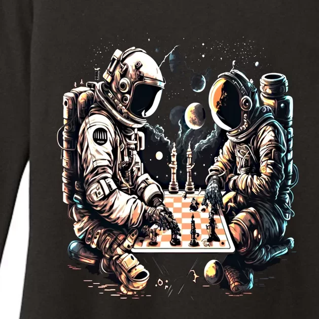 Space Astronaut Playing Chess Astronomy Space Gift Womens CVC Long Sleeve Shirt