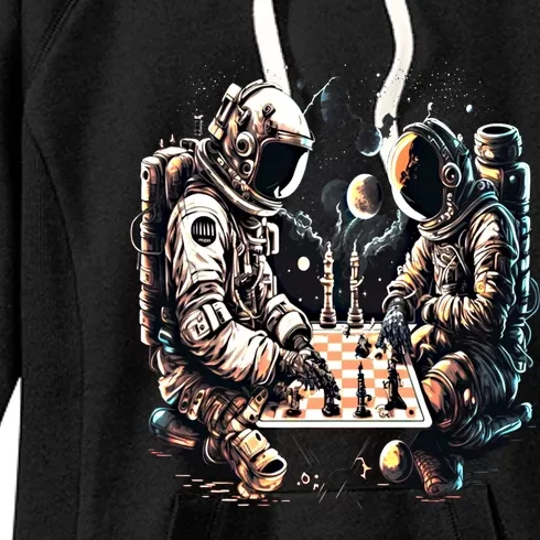 Space Astronaut Playing Chess Astronomy Space Gift Women's Fleece Hoodie