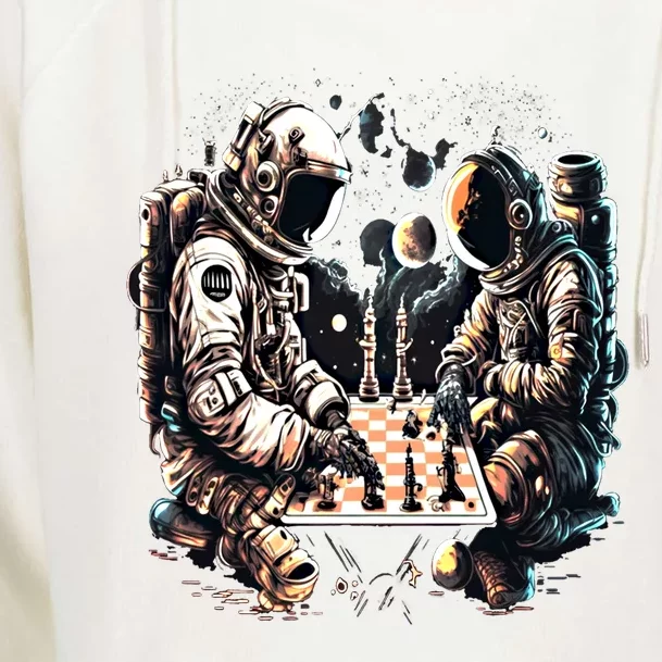 Space Astronaut Playing Chess Astronomy Space Gift Womens Funnel Neck Pullover Hood