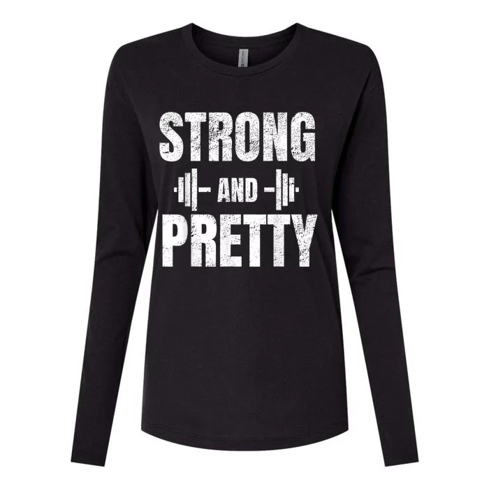 Strong And Pretty Gym Strongman Workout Fitness Womens Cotton Relaxed Long Sleeve T-Shirt