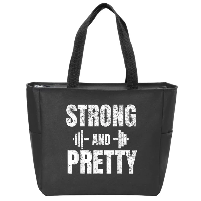 Strong And Pretty Gym Strongman Workout Fitness Zip Tote Bag