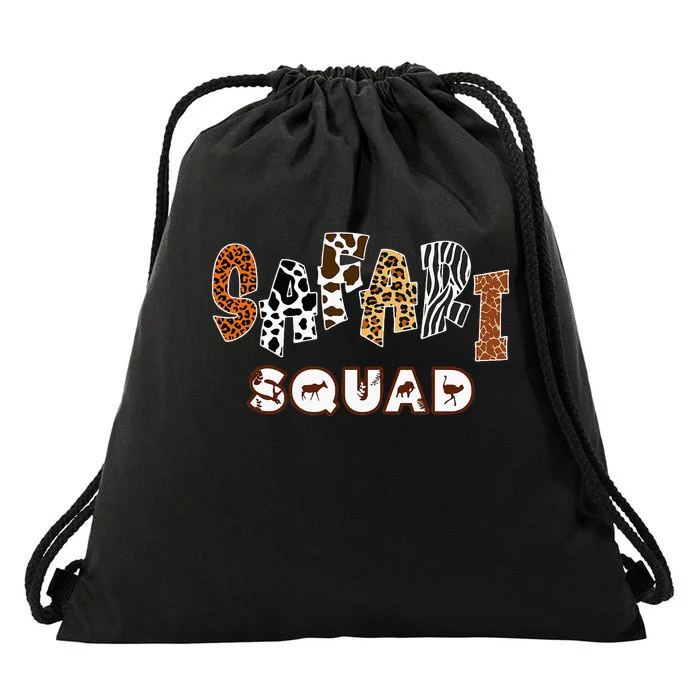 Safari Animal Pattern Print Safari Squad Drawstring Bag