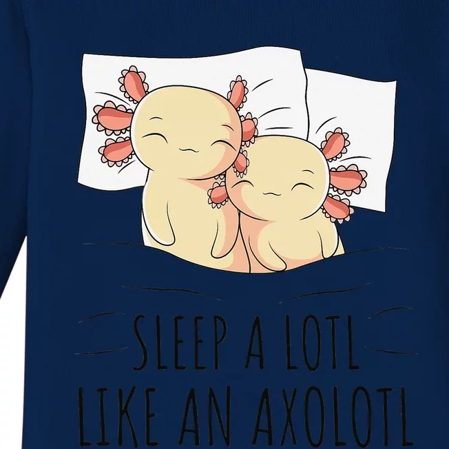 Sleeping Axolotl Pajama Mexican Salamander Lover Napping Baby Long Sleeve Bodysuit