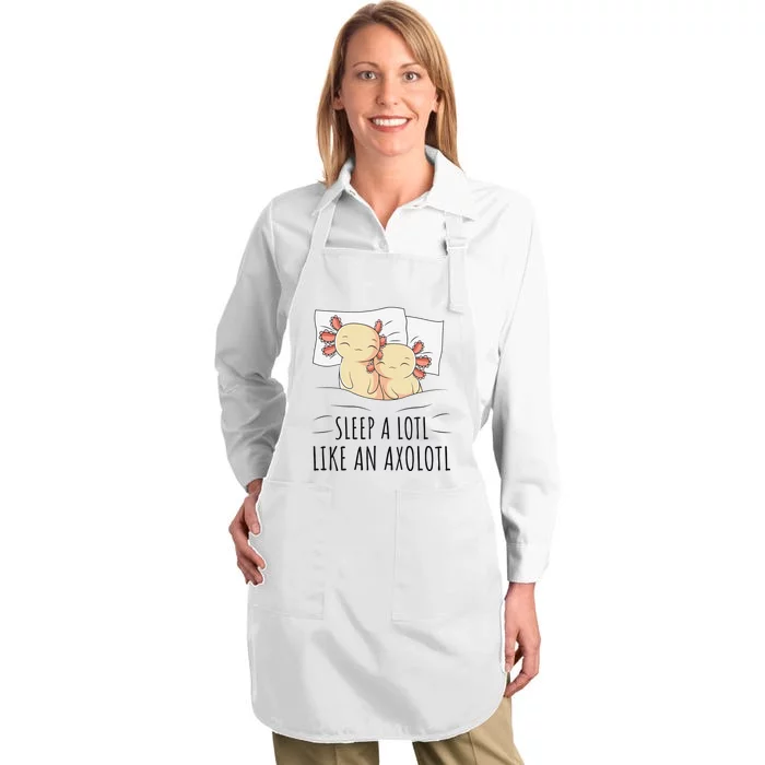 Sleeping Axolotl Pajama Mexican Salamander Lover Napping Full-Length Apron With Pocket