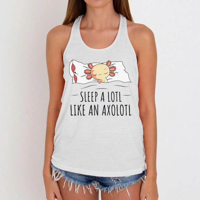 Sleeping Axolotl Pyjamas Mexican Salamander Lover Napping Women's Knotted Racerback Tank