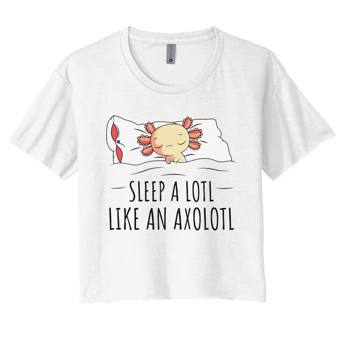 Sleeping Axolotl Pyjamas Mexican Salamander Lover Napping Women's Crop Top Tee