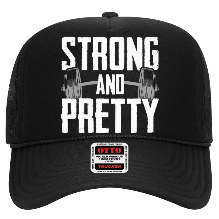 Strong And Pretty Powerlifting Apparel Gym High Crown Mesh Trucker Hat