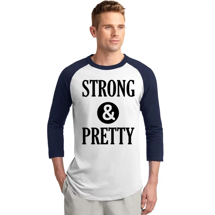 Strong And Pretty Funny Gym Workout Fitness Gift Design Cool Gift Baseball Sleeve Shirt