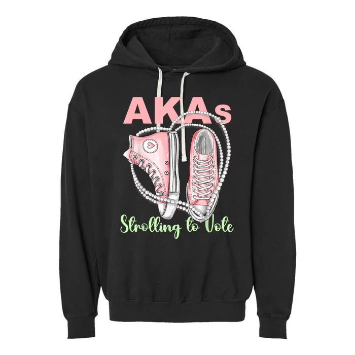 Shoes And Pearls Akas Strolling To Vote Madam President 2024 Garment-Dyed Fleece Hoodie