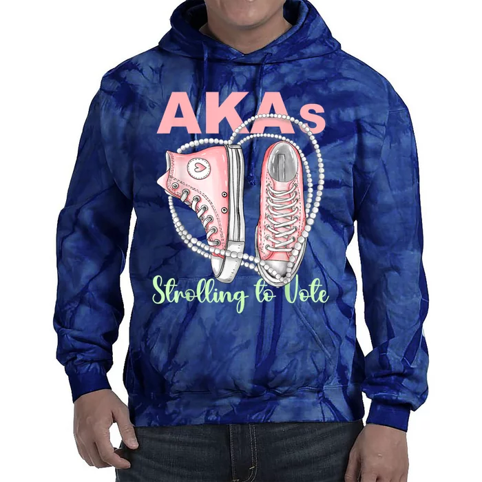 Shoes And Pearls Akas Strolling To Vote Madam President 2024 Tie Dye Hoodie