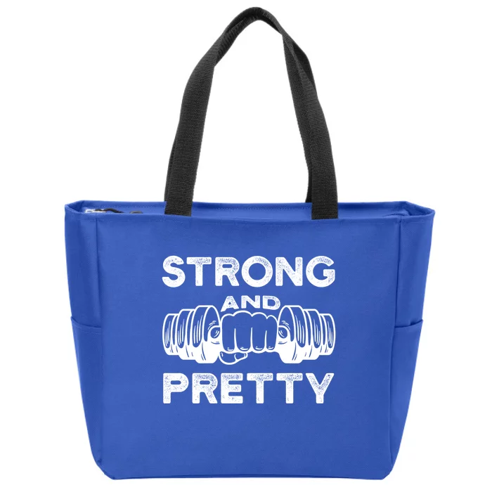 Strong And Pretty Gift Strong Gym Workout Fitness Cool Gift Zip Tote Bag