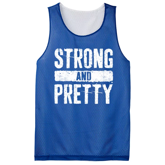 Strong And Pretty Gift Strong Gym Workougift Great Gift Mesh Reversible Basketball Jersey Tank