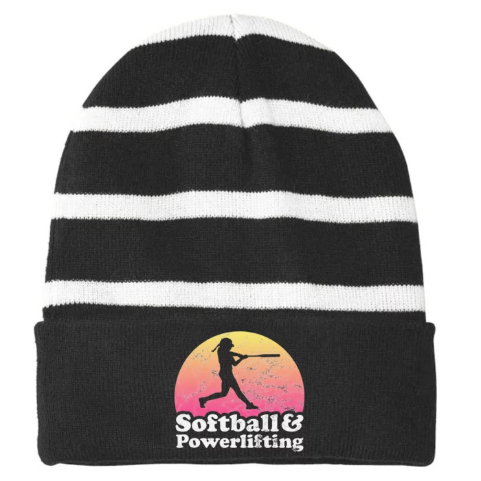 Softball and Powerlifting  Powerlifter Striped Beanie with Solid Band