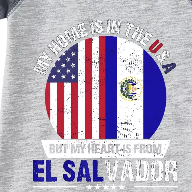 Salvadoran American Patriot Heart is from El Salvador Grown Infant Baby Jersey Bodysuit