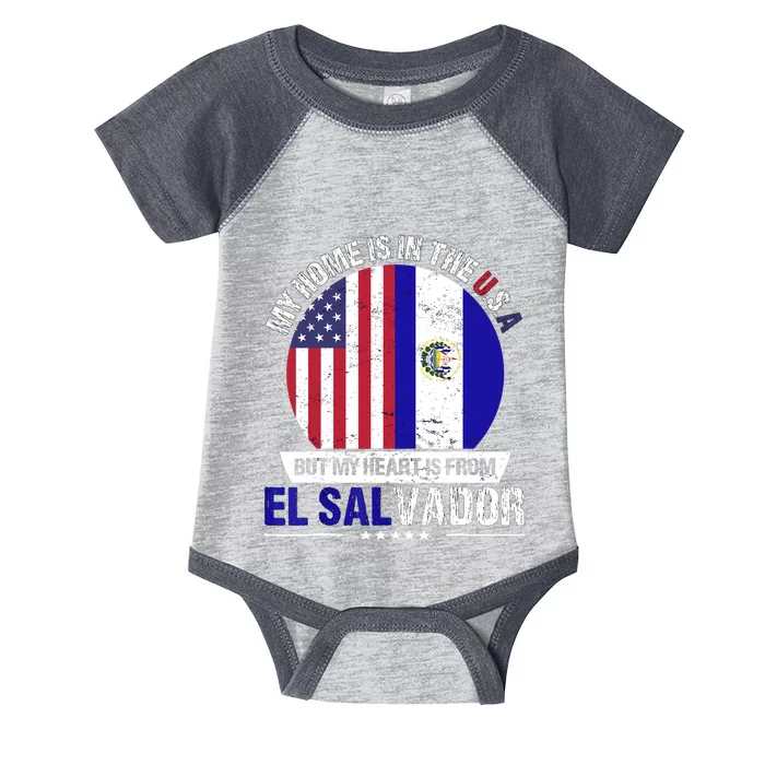 Salvadoran American Patriot Heart is from El Salvador Grown Infant Baby Jersey Bodysuit