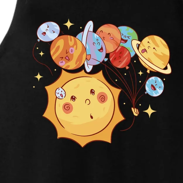 Sun And Planets Cute Galaxy Ladies Tri-Blend Wicking Tank